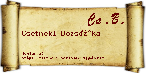 Csetneki Bozsóka névjegykártya